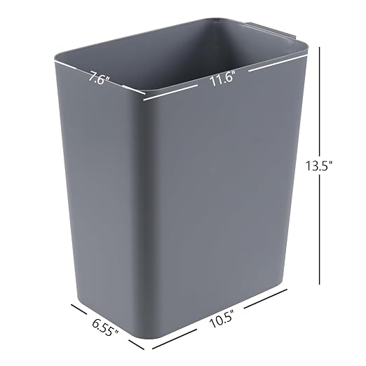 Xyskin Grey Plastic Trash Can, Garbage Container Bin, Trash Wastebasket - Image 2