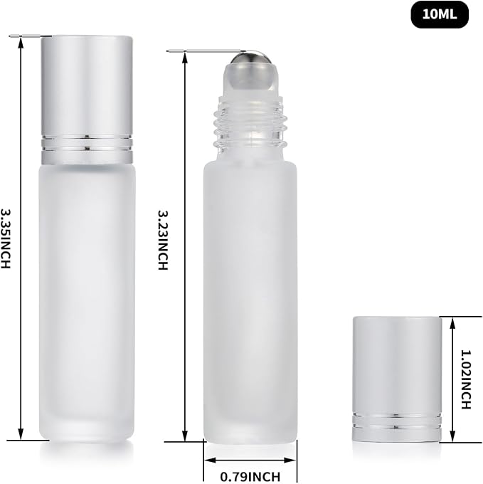 12 Pack Essential Oil Roller Bottles, 10ml 0.34oz Empty Frosted Glass Roller - Image 3