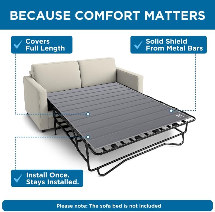 Meliusly Sleeper Sofa Support Board Queen Size (54x64) Permanently Installed Wood Sofa Bed Board for Pull Out Couch, Folds with Frame, Under Mattress Bar Shield, Sofa Bed Support, Folding Bed Board