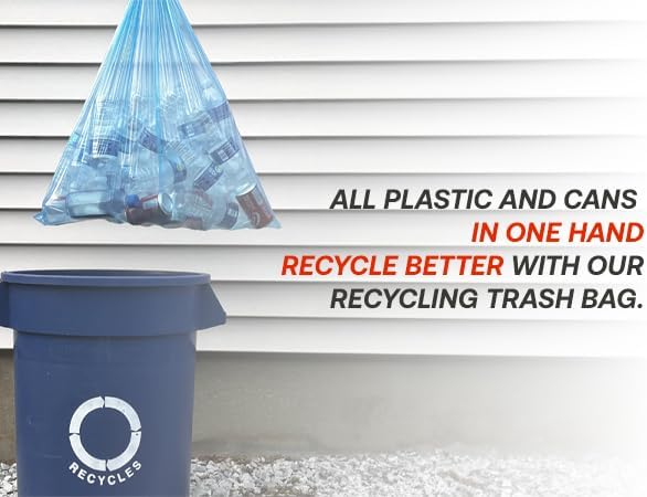 13 Gallon Recycling Trash Bags, Pre-Separated, Ultra Strong, Translucent Blue - Image 7