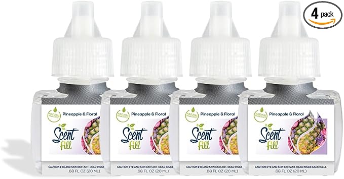 Scent Fill Pineapple & Floral Plug in Air Freshener, 4 Scented Oil Refills by ScentFill