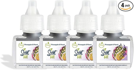 Scent Fill Pineapple & Floral Plug in Air Freshener, 4 Scented Oil Refills by ScentFill