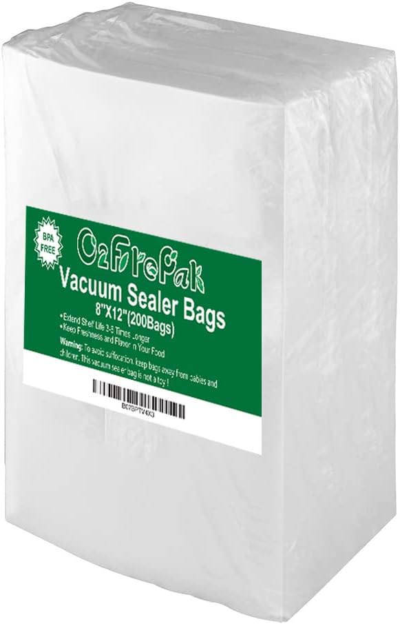 O2frepak 200 Quart Size 8" x 12" Vacuum Sealer Bags by O2frepak