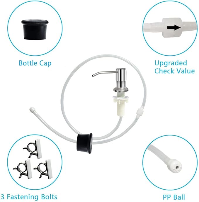 Soap Dispenser for Kitchen Sink, Brushed Nickel Countertop Soap Dispenser Pump - Image 4