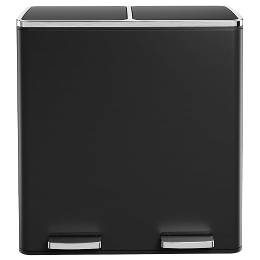 AthLike 60L Dual Trash Can, Stainless Steel Kitchen Garbage Can, Double by AthLikeforEveryone