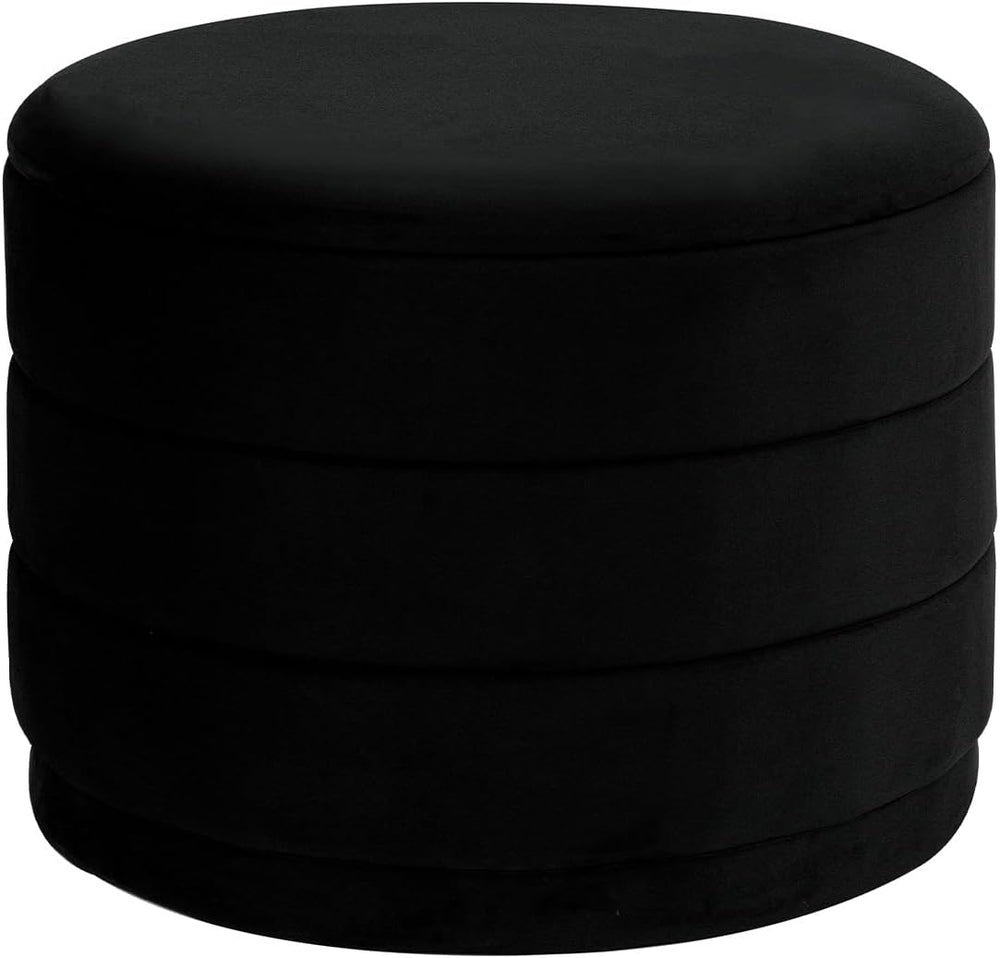 23" Round Velvet Storage Ottoman with Tray