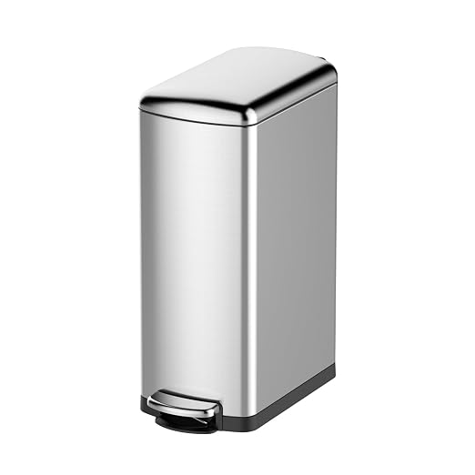 30 L Kitchen Step Trash Can, 8 Gallon Narrow Stainless Steel Waste Bin by Unknown