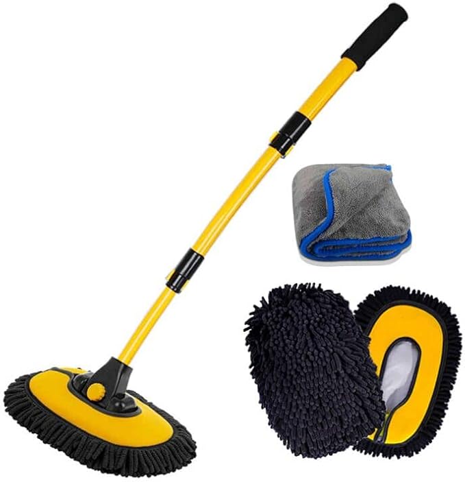 Car Wash Brush with Long Handle, Microfiber Towels Car Wash Kit Cleaning by BMLEI