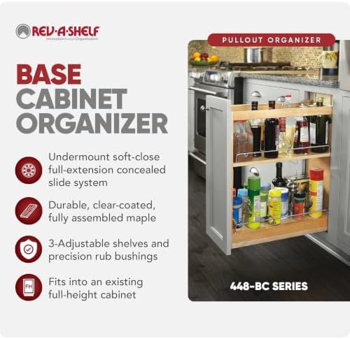 Rev-A-Shelf Pullout Organizer w/Blum Soft-Close, Min Cabinet Opening 5.5" W