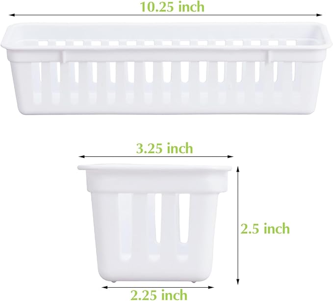 Domensi 12 Pack Slim Plastic Storage Baskets Tray - Image 2