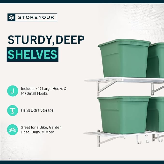StoreYourBoard 2-Pack Heavy Duty Wall Shelves – Wall-Mounted Garage Storage - Image 6