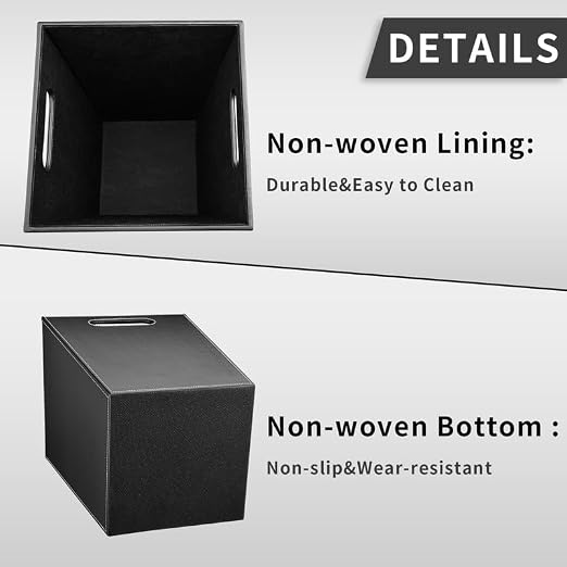 Pu Leather Trash Can for Bedroom, 16L/4.2 Gallon Office Wastebasket - Image 4