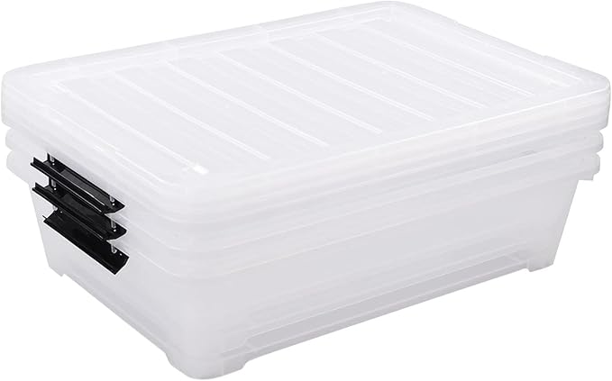 40 Quart Clear Plastic Underbed Storage Container, Wheeled Latching Storage Box - Image 7