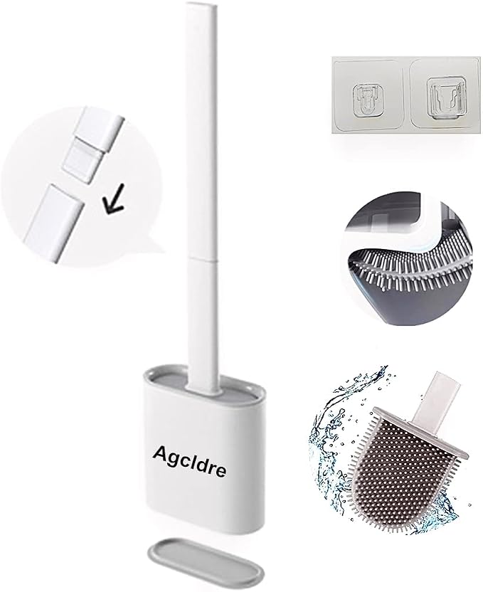 Toilet Brush with Holder Silicone Toilet Brush and Cleaning Brush by Agcldre