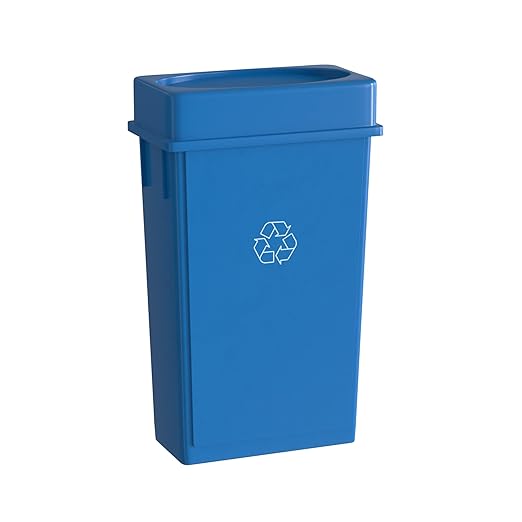 23 Gallon Blue Recycle Slim Jim Trash Can by Krollen+Industrial