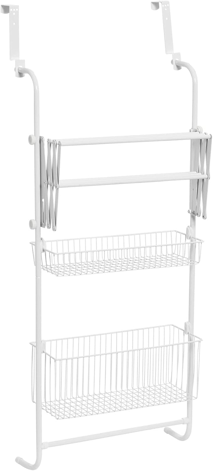 Household Essentials Metal Over the Door Drying Storage Rack, White