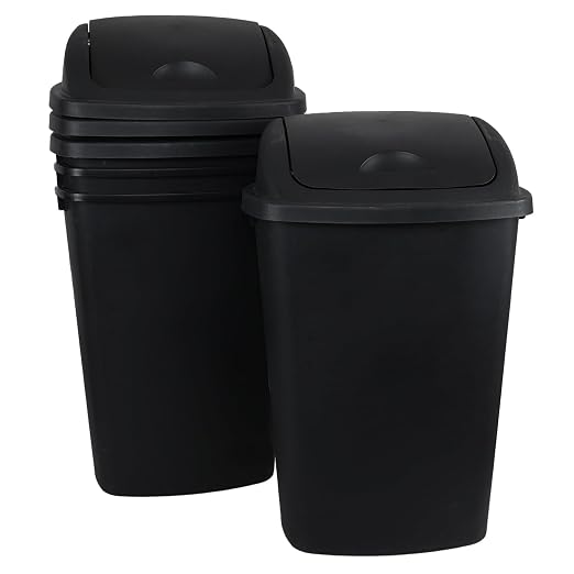 13 Gallon Garbage Can with Swing Lid, Plastic Kitchen Trash Can, 4 Pack - Image 7