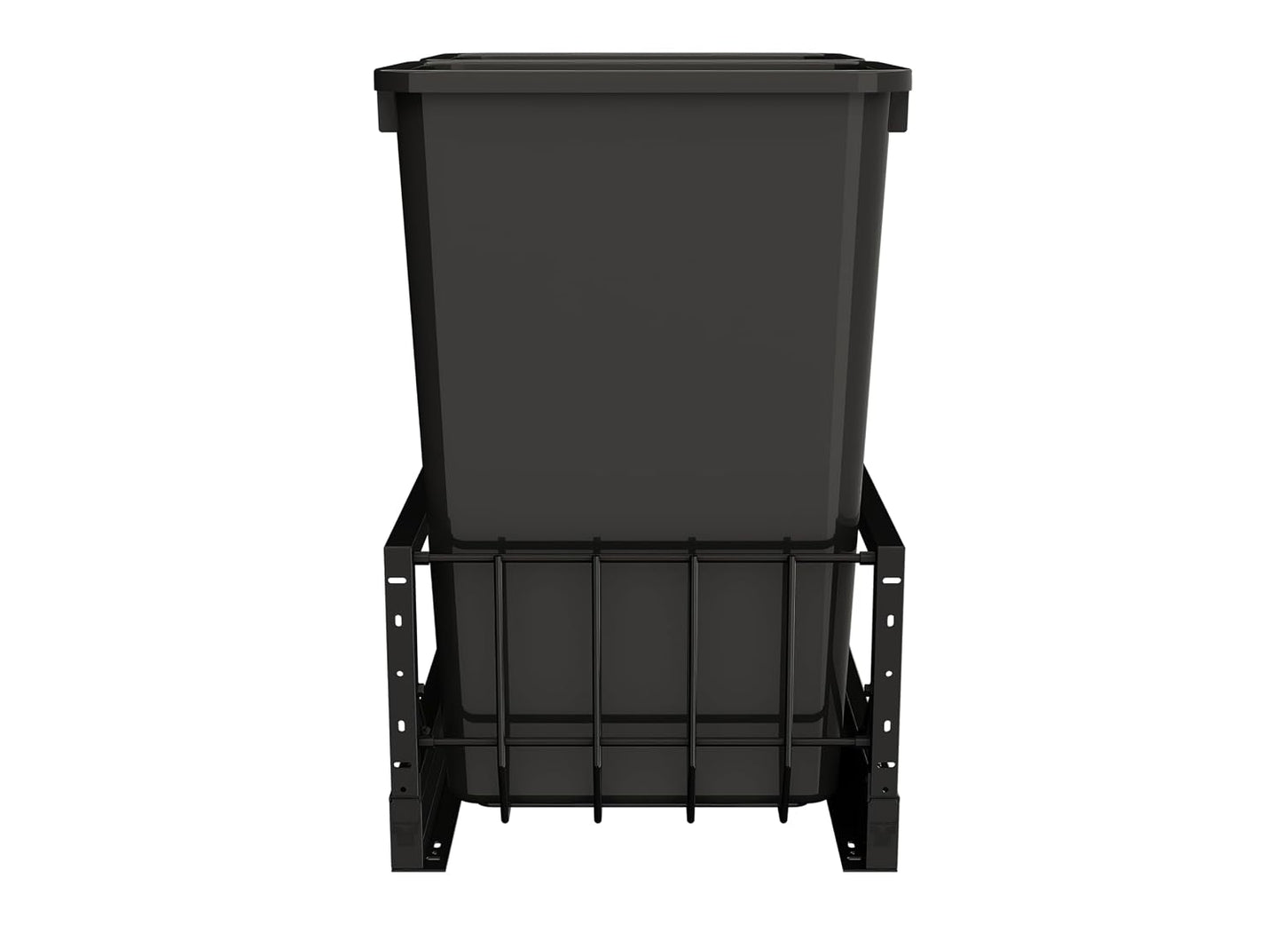 Rev-A-Shelf Aluminum Double Pullout Waste Container for Kitchen Base Cabinets, 50 Qt Trash Can with Soft-Close Slides, Black, 5349-2150DM-218