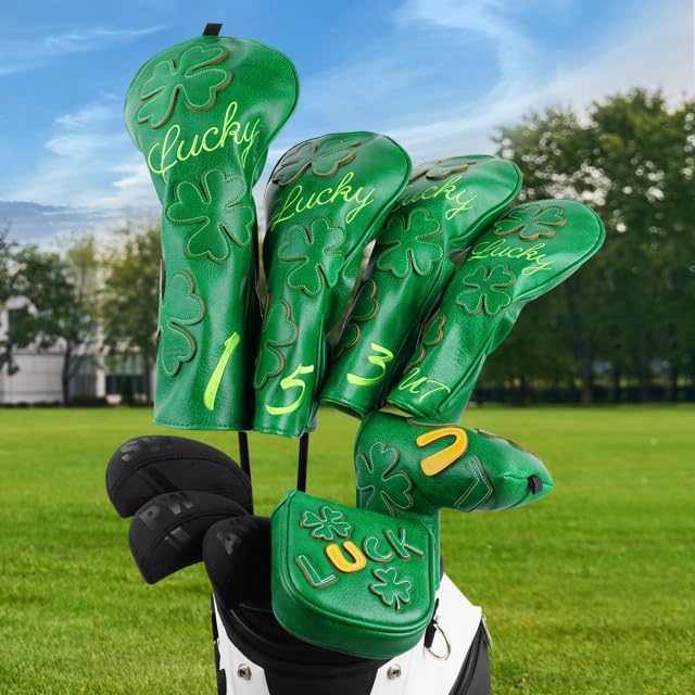 Golf Headcovers Golf Club Head Covers Four Leaf Clover Good Luck Charm - Image 2