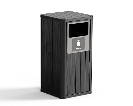 ROJIK 35" Tall Outdoor Trash Can, Weatherproof Resin Garbage Indoor Durable by ROJIK