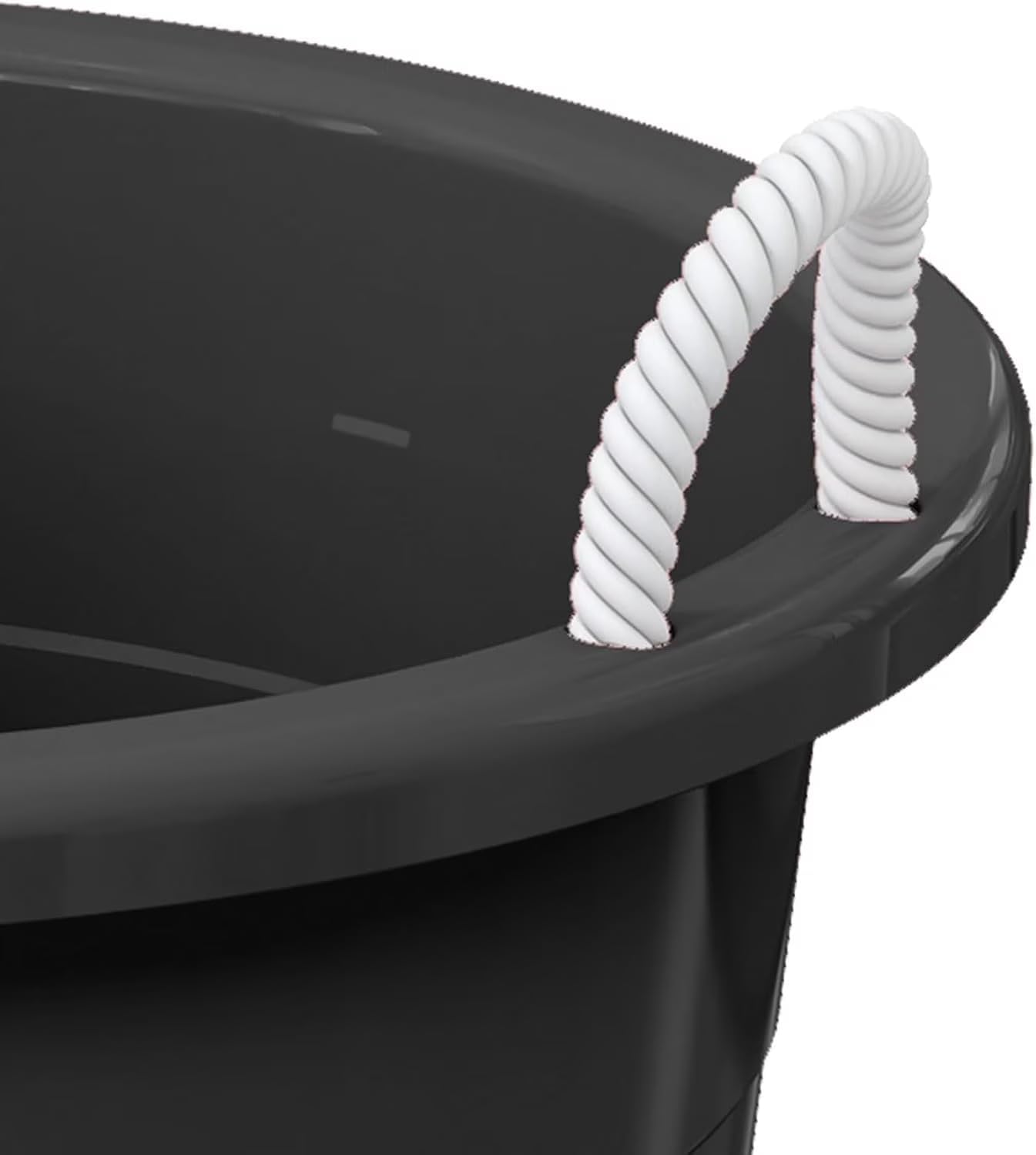 17-Gallon Plastic Storage Bucket with Rope Handle, Multi-Purpose Bucket (Black)