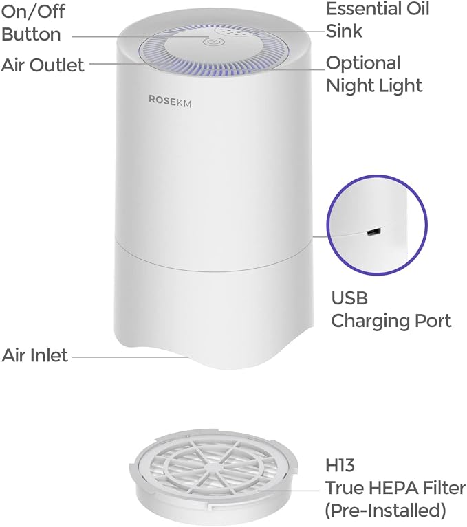 Small Air Purifier for Home Bedroom, Personal Desk Mini Air Purifier, Room Hepa - Image 7