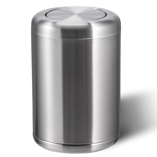 Waste Can 3 Gallon with Swing Lid，Brushed Stainless Steel Trash Can，Metal by BRIEFHUMAN