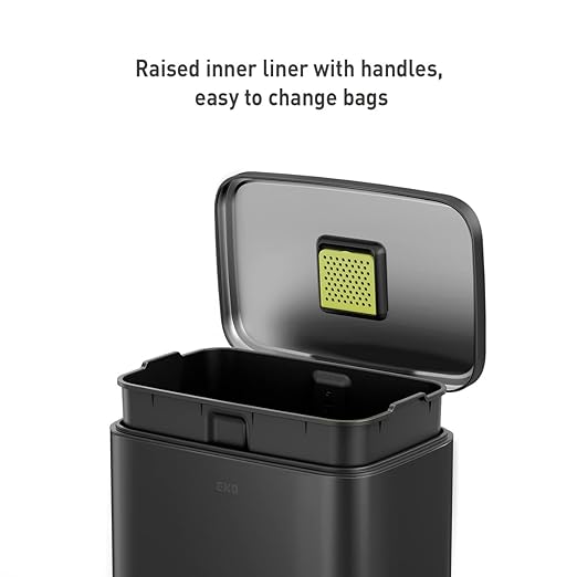 EKO Madison Matte Black 50 Liter/13.2 Gallon Step Trash Can - Image 2