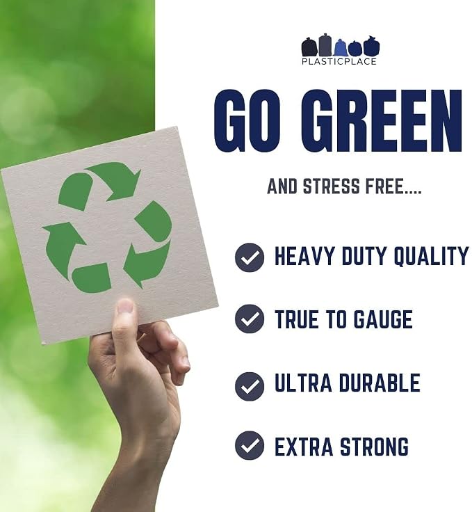 Plasticplace 30-40 Gallon Recycling Trash Bags │ 1.2 Mil│ Blue Garbage Bag - Image 5