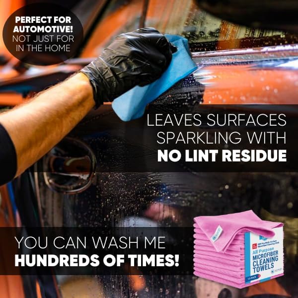 MW Pro Microfiber Cleaning Cloth | Purple | 12 Pack | 16” x 16” | All Purpose - Image 4