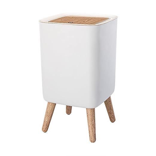 WanWanKa Mini White Plastic Trash Can, 2.6 Gallon Capacity, Slim Design by WanWanKa