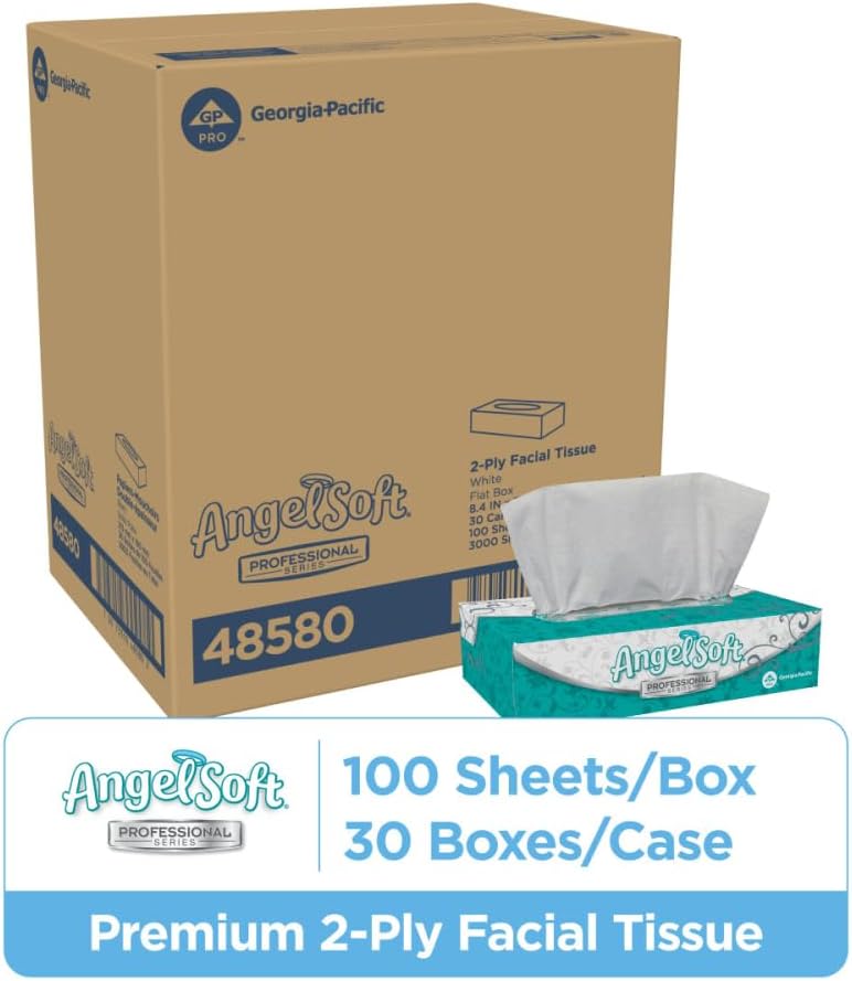 Georgia Pacific Professional 48580 Premium Facial Tissues, 100/flat Box, 30 B...