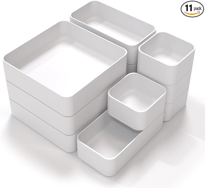 11-Piece Stackable Drawer Organizer Set, Stationery, Utensils in Bathroom by CHANCETSUI