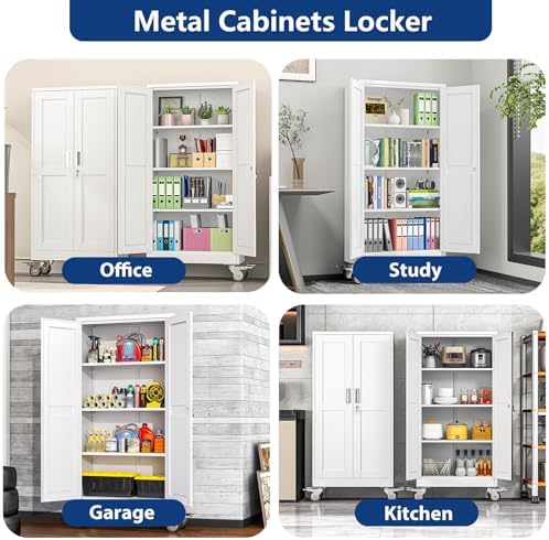 Ckzbx Metal Garage Storage Cabinet with Locking Doors and Adjustable Shelves,...