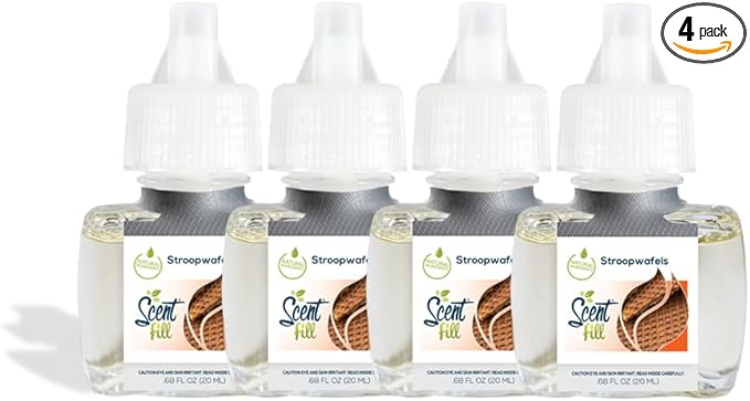 Scent Fill Stroopwafels Plug in Air Freshener, 4 Scented Oil Refills by ScentFill