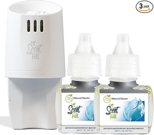 Scent Fill 100% Natural Glacier Plug in Air Freshener, Scented Oil Refills by ScentFill