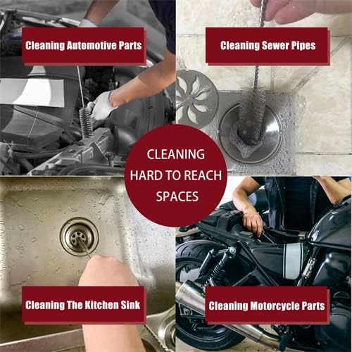 16 Inch Extra Long Pipe Cleaning Brush Set Stainless Steel Bristles, Stainless - Image 7