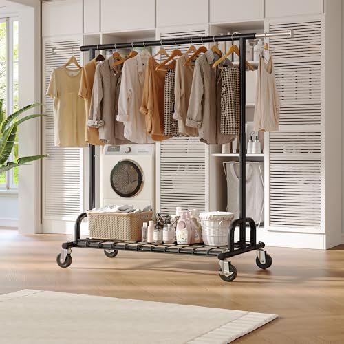 Raybee Clothes Rack, 530LBS Heavy Duty, Space-Saving Storage, Black