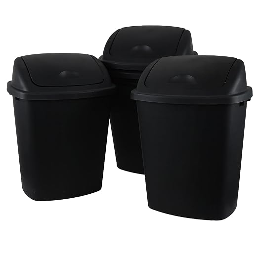 10 Gallon Black Swing Top Trash Cans - Image 2