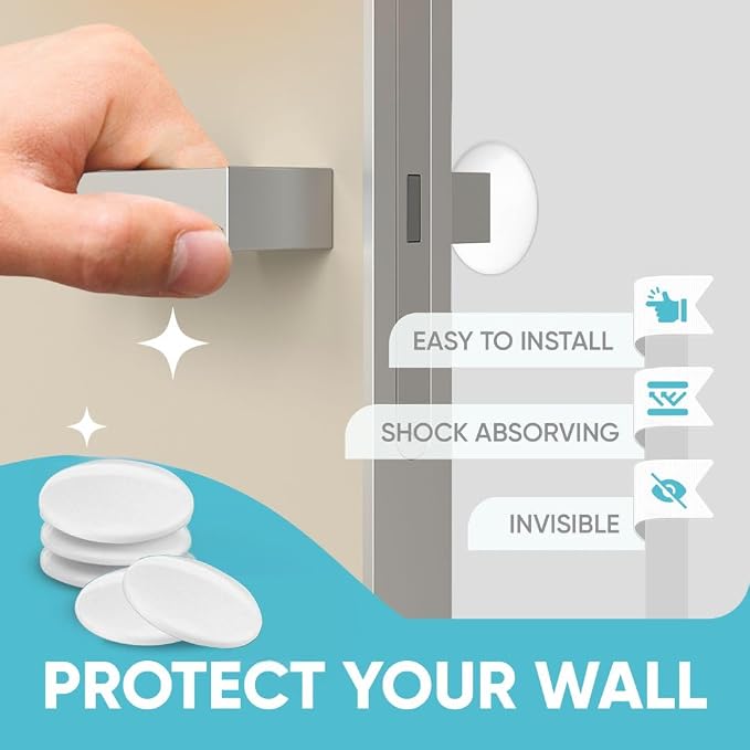 Strongest Home Wall & Door Handle Stopper 3.15" Set 5 Pieces of White Rubber - Image 2