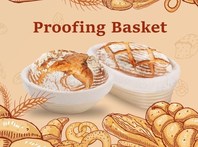 Bread proofing baskets for sourdough 19-Piece Set ，9" Round & 10" Oval Sourdough basket，Sour dough tools，Including bread pull ring, dough mixer,Complete Sour dough starter kit