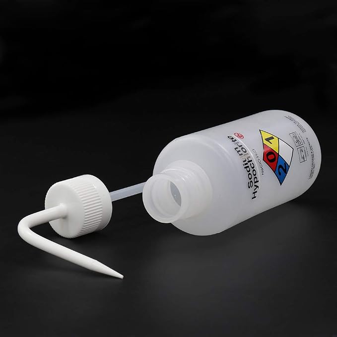 2pcs of Self-Venting Safety Wash Bottles, Vol.500ml 17oz, Sodium Hypochlorite - Image 2