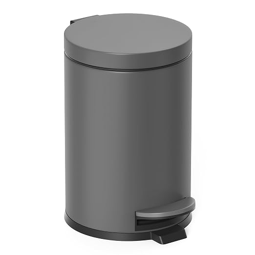 Cesun 1.2 Gallons Small Gray Trash Can, Bathroom Garbage Can by Cesun