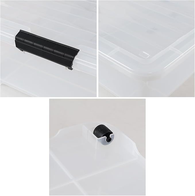 50 Quart Wheeled Latching Storage Box, Stackable Bin - Image 3