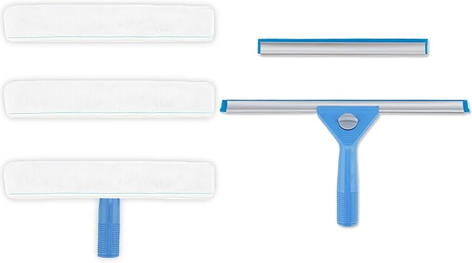Window Squeegee Washing Kit for Shower Glass Door, Mirror and Window Cleaning by AMERWASHPLUS