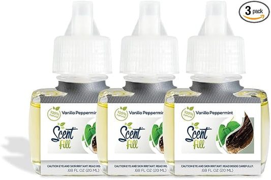 Scent Fill 100% Natural Vanilla Peppermint Plug in Air Freshener, Scented Oil by ScentFill