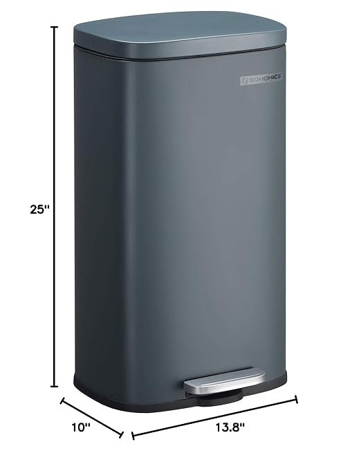 SONGMICS Trash Can with Lid, 8 Gallon Garbage Can, Stainless Steel Small Waste - Image 8