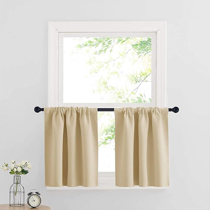 RYB HOME Thermal Insulated Small Window Curtains Short Drapes by RYBHOME
