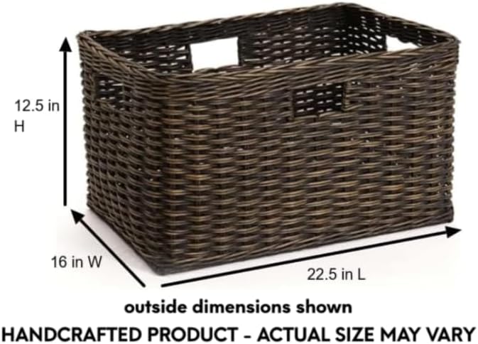 The Basket Lady Tall Rectangular Wicker Storage Basket, 22.5 in L x 16 in W x - Image 7