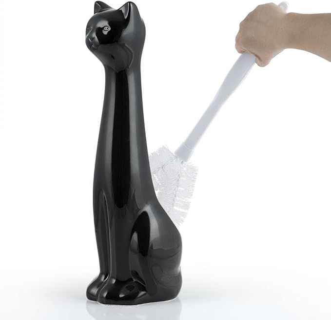 Allure Home Creation Black Cat 2-Piece Toilet Brush Holder and Brush Set by AllureHomeCreation